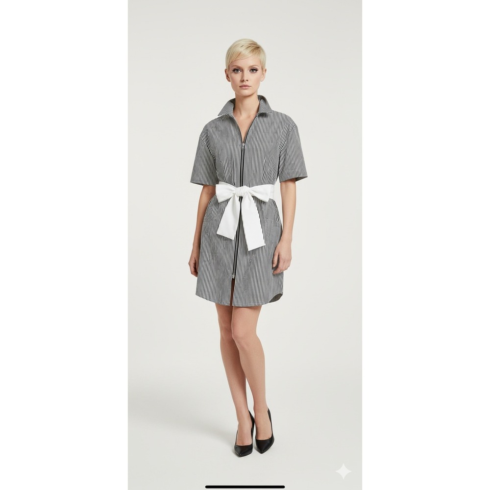 TOV Of Los Angeles Striped Black and White Shirt Dress 38 (US 6 Approx)